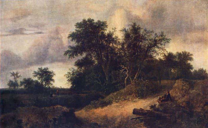 RUISDAEL, Jacob Isaackszon van Landscape with a House in the Grove about 1646 Germany oil painting art